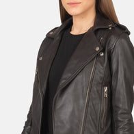 Alison Brown Leather Biker Jacket by Dash Racegear - women Jacket view 6