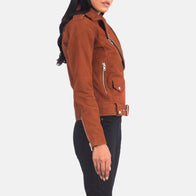 Alison Brown Suede Biker Jacket by Dash Racegear - women Jacket view 2