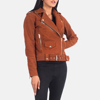 Alison Brown Suede Biker Jacket by Dash Racegear - women Jacket view 4