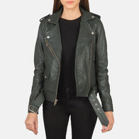 Alison Green Leather Biker Jacket by Dash Racegear - women Jacket view 1