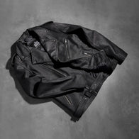 Allaric Alley Distressed Black Leather Biker Jacket by Dash Racegear - men Jacket view 7