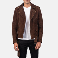 Allaric Alley Mocha Suede Biker Jacket by Dash Racegear - men Jacket view 1