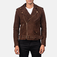 Allaric Alley Mocha Suede Biker Jacket by Dash Racegear - men Jacket view 2