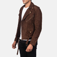 Allaric Alley Mocha Suede Biker Jacket by Dash Racegear - men Jacket view 3