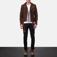 Allaric Alley Mocha Suede Biker Jacket by Dash Racegear - men Jacket view 4