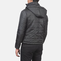Alps Quilted Black Hooded Windbreaker Jacket by Dash Racegear - men Jacket view 5