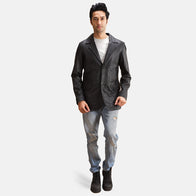 Alyson Black Leather Blazer by Dash Racegear - men Jacket view 3
