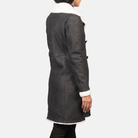 Amie Black Double Breasted Shearling Coat by Dash Racegear - women Jacket view 5