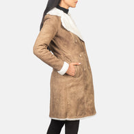 Amie Distressed Brown Double Breasted Shearling Coat by Dash Racegear - women Jacket view 2