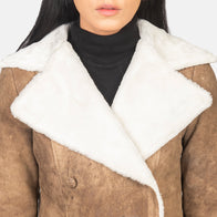 Amie Distressed Brown Double Breasted Shearling Coat by Dash Racegear - women Jacket view 6
