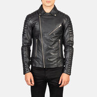 Armand Black Leather Biker Jacket by Dash Racegear - men Jacket view 4