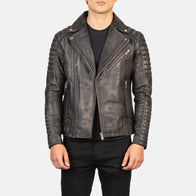 Armand Distressed Brown Leather Biker Jacket by Dash Racegear - men Jacket view 1