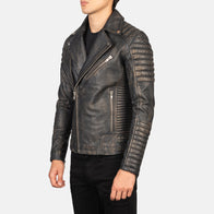 Armand Distressed Brown Leather Biker Jacket by Dash Racegear - men Jacket view 2
