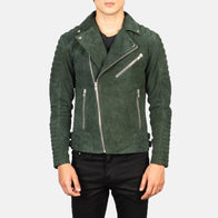 Armand Green Suede Biker Jacket by Dash Racegear - men Jacket view 1