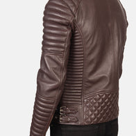 Armand Maroon Leather Biker Jacket by Dash Racegear - men Jacket view 6