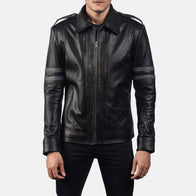 Armstrong Black Leather Biker Jacket by Dash Racegear - men Jacket view 1