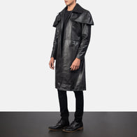 Classic Black Leather Duster by Dash Racegear - men Jacket view 2
