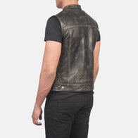 Atlas Moto Distressed Brown Leather Vest by Dash Racegear - men Jacket view 5