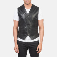 Auden Black Leather Vest by Dash Racegear - men Jacket view 4