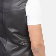 Auden Black Leather Vest by Dash Racegear - men Jacket view 6