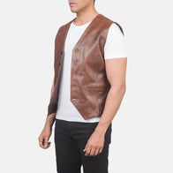 Auden Brown Leather Vest by Dash Racegear - men Jacket view 2