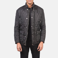 Barry Quilted Black Windbreaker Jacket by Dash Racegear - men Jacket view 1