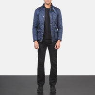 Barry Quilted Blue Windbreaker Jacket by Dash Racegear - men Jacket view 4