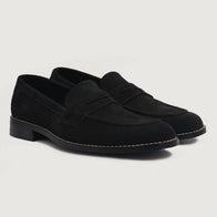 Baxton Black Suede Leather Loafers by Dash Racegear - men Leather Shoes view 1