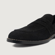 Baxton Black Suede Leather Loafers by Dash Racegear - men Leather Shoes view 5