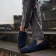 Baxton Blue Suede Leather Loafers by Dash Racegear - unisex Leather Shoes view 7