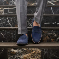 Baxton Blue Suede Leather Loafers by Dash Racegear - unisex Leather Shoes view 8