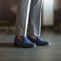 Baxton Blue Suede Leather Loafers by Dash Racegear - unisex Leather Shoes view 9