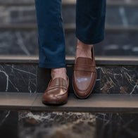 Baxton Brown Leather Loafers by Dash Racegear - men Leather Shoes view 8