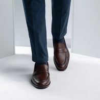 Baxton Burnished Brown Leather Loafers by Dash Racegear - men Leather Shoes view 6