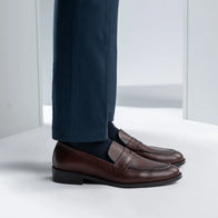 Baxton Burnished Brown Leather Loafers by Dash Racegear - men Leather Shoes view 7