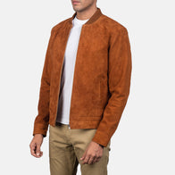 Blain Brown Suede Bomber Jacket by Dash Racegear - men Jacket view 2