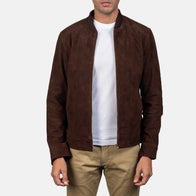 Blain Mocha Suede Bomber Jacket by Dash Racegear - men Jacket view 1