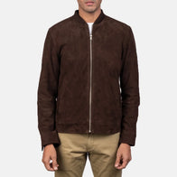 Blain Mocha Suede Bomber Jacket by Dash Racegear - men Jacket view 4