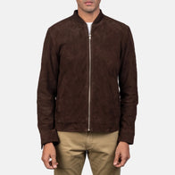 Blain Mocha Suede Bomber Jacket by Dash Racegear - men Jacket view 4