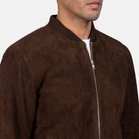 Blain Mocha Suede Bomber Jacket by Dash Racegear - men Jacket view 6