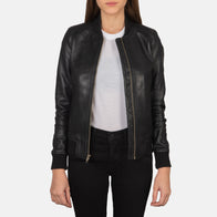 Bliss Black Leather Bomber Jacket by Dash Racegear - women Jacket view 1