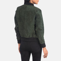 Bliss Green Suede Bomber Jacket by Dash Racegear - women Jacket view 5