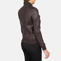 Bliss Maroon Leather Bomber Jacket by Dash Racegear - women Jacket view 5