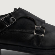 Boston Double Monk Strap Black Leather Shoes by Dash Racegear - men Leather Shoes view 6