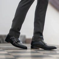 Boston Double Monk Strap Black Leather Shoes by Dash Racegear - men Leather Shoes view 9