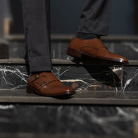 Boston Double Monk Strap Brown Leather Shoes by Dash Racegear - men Leather Shoes view 10