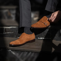Boston Double Monk Strap Brown Suede Leather Shoes by Dash Racegear - men Leather Shoes view 10