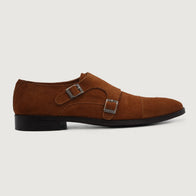 Boston Double Monk Strap Brown Suede Leather Shoes by Dash Racegear - men Leather Shoes view 2