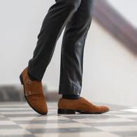 Boston Double Monk Strap Brown Suede Leather Shoes by Dash Racegear - men Leather Shoes view 8