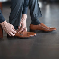 Boston Double Monk Strap Tan Leather Shoes by Dash Racegear - men Leather Shoes view 9
